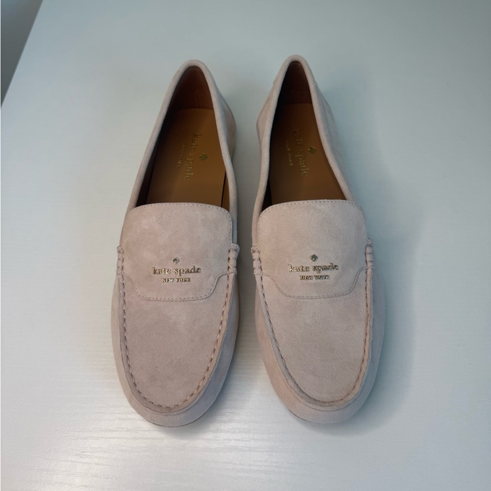 Kate Spade Briar Loafers Suede Pink Beige Women Size 8B EU 39 Flats NEW - Picture 3 of 7